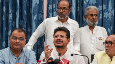 Expelled TMC leader Ritabrata Banerjee, who is backed by dissident MLAs, addresses a press conference, at the West Bengal Legislative Assembly, in Kolkata