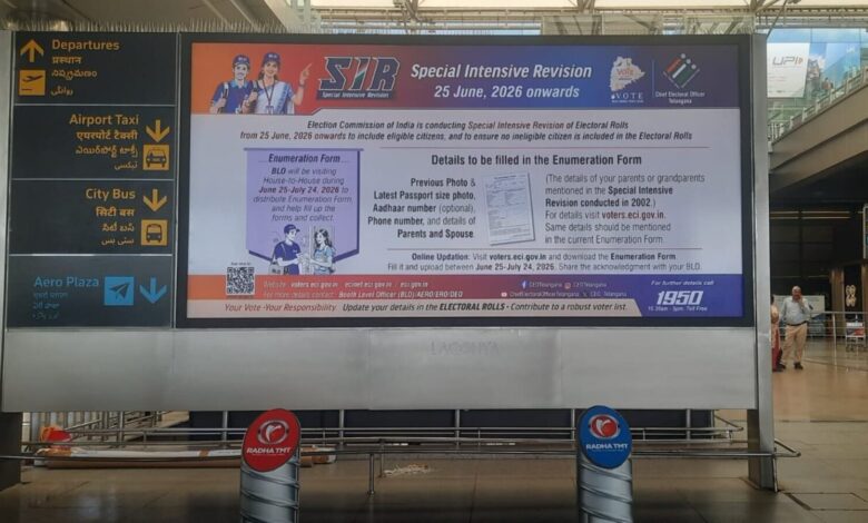 SIR 2026 awareness units set up at Hyderabad airport
