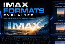 Infographic explaining IMAX formats including experience, filmed for IMAX, and shot for IMAX in Hyderabad.