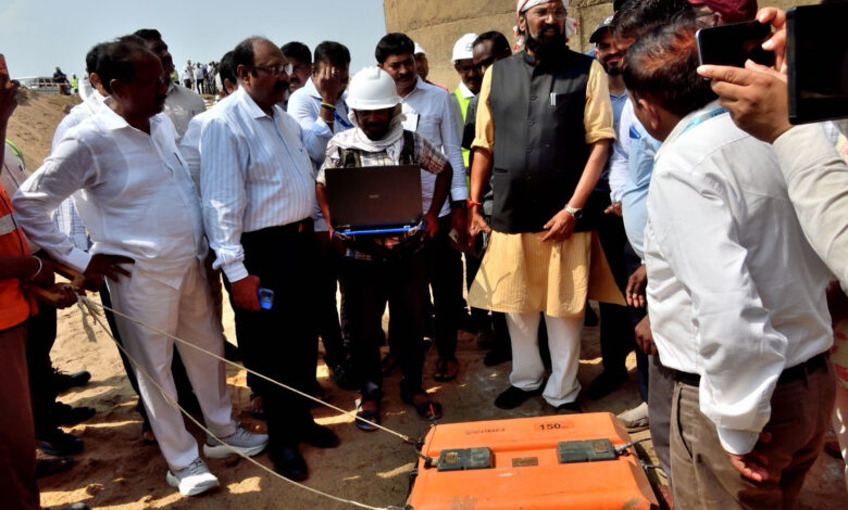 Irrigation and Civil Supplies Minister N Uttam Kumar Reddy reviews work at Medigadda barrages