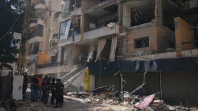 Lebanese security officers gather at the site where an Israeli airstrike hit a building in Dahiyeh, Beirut’s southern suburb, Lebanon, Sunday, June 7, 2026. (Source AP)