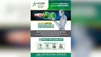 Robotic joint surgery at Mythri Hospital with advanced technology and expert care.