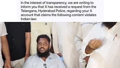 Man speaking at a press conference about Urdu teacher assault video controversy.