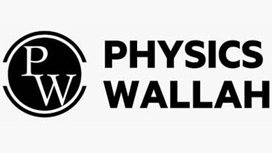 Logo of Physics Wallah featuring a circular emblem with "PW" initials and bold text.