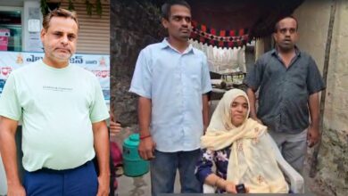 Deceased Sheikh Mujbil Rehman (left) his wife and two sons (right)