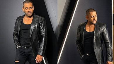 A stylish man wearing a black leather jacket and black shirt, posing confidently at the Siasat Daily even.