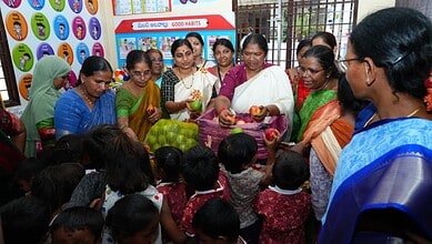 Seethakka inaugurates Palan Center in Hyderabad with women and children present.