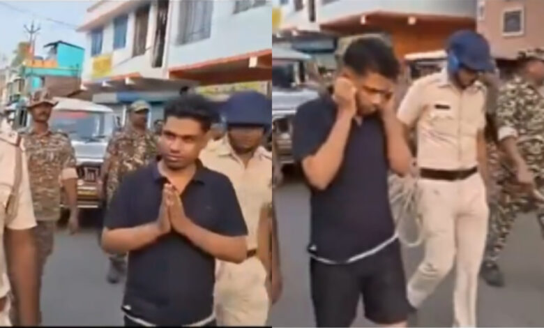 TMC leader Jahangir Khan paraded in Falta