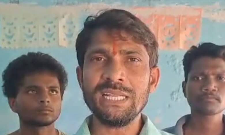 The image shows V Gopinath, SGT from Paatimeedhi Gudem in Gudur mandal of Mahabubabad district, who held a campaign to enroll all the children in the village in the government school.