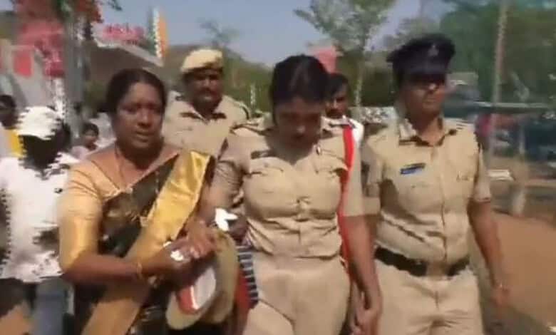 Sub Inspector Amreen is helped by colleagues after collapsing