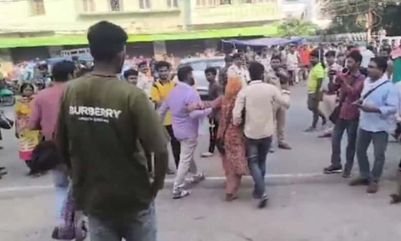 People outside the hospital after the fire
