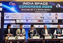 India Space Congress 2026 event with speakers at Le Méridien, New Delhi, June 2026.