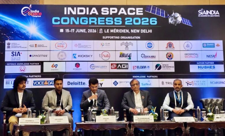 India Space Congress 2026 event with speakers at Le Méridien, New Delhi, June 2026.