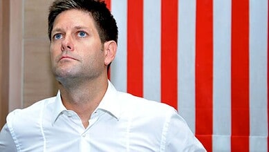 Revington, head coach of Hyderabad Toofans, during a press conference for HIL season.