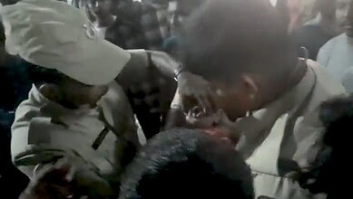 Rajendrangar police perform CPR on a baby