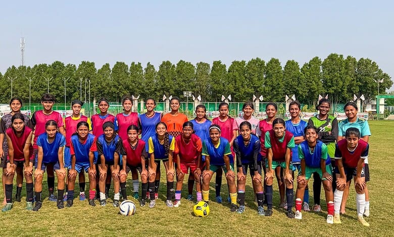 Girls and boys at the FIFA Academy in Hyderabad