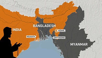 Map showing Rohingya refugee camps in Bangladesh and key locations in India and Myanmar.