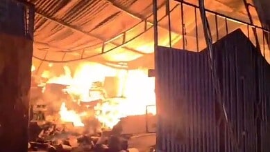 Fire engulfs furniture shops in Hyderabad causing extensive damage.