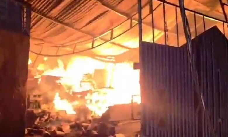 Fire engulfs furniture shops in Hyderabad causing extensive damage.