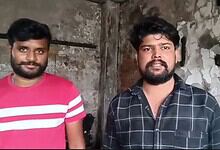 Bakery employees address the media after fire in Asifabad