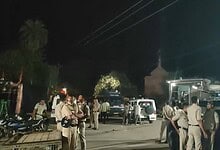 Police officials in Ratlam after the Tazia accident