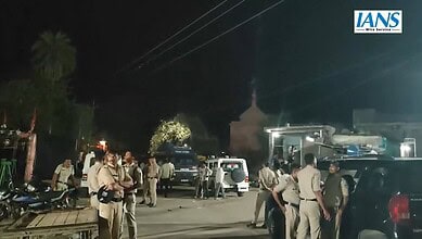Police officials in Ratlam after the Tazia accident