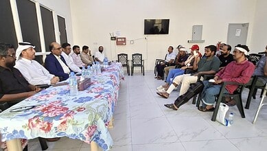 Indian migrant workers at the embassy in Qatar