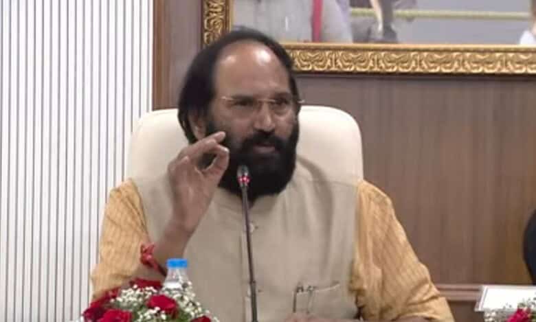 Irrigation Minister N Uttam Kumar Reddy sets deadlines to irrigation department's higher officials on completion of various irrigations in Palamuru region on Monday, June 8, 2026.
