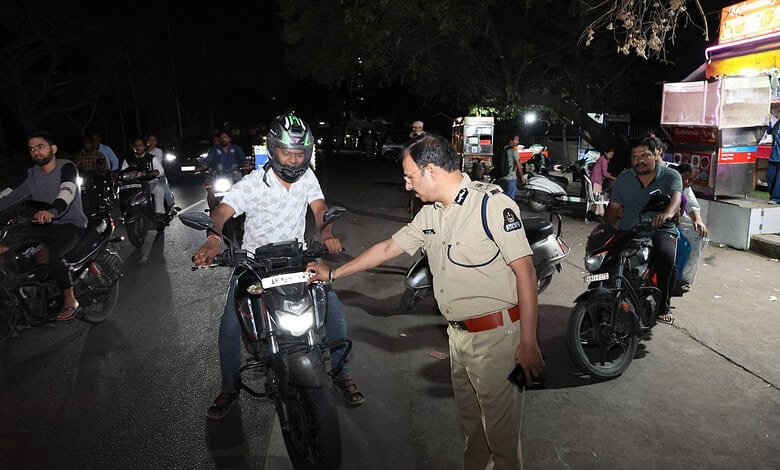Hyderabad Commissioner of Police VC Sjjanar inspects a vehicle during Operation Kavach