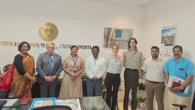 French Embassy and Telangana government officials during the meeting on the conservation of Raymond's Tomb in Hyderabad.