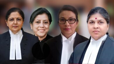Advocate women in formal legal attire standing outdoors, representing justice and professionalism.