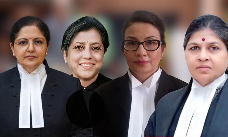 Advocate women in formal legal attire standing outdoors, representing justice and professionalism.