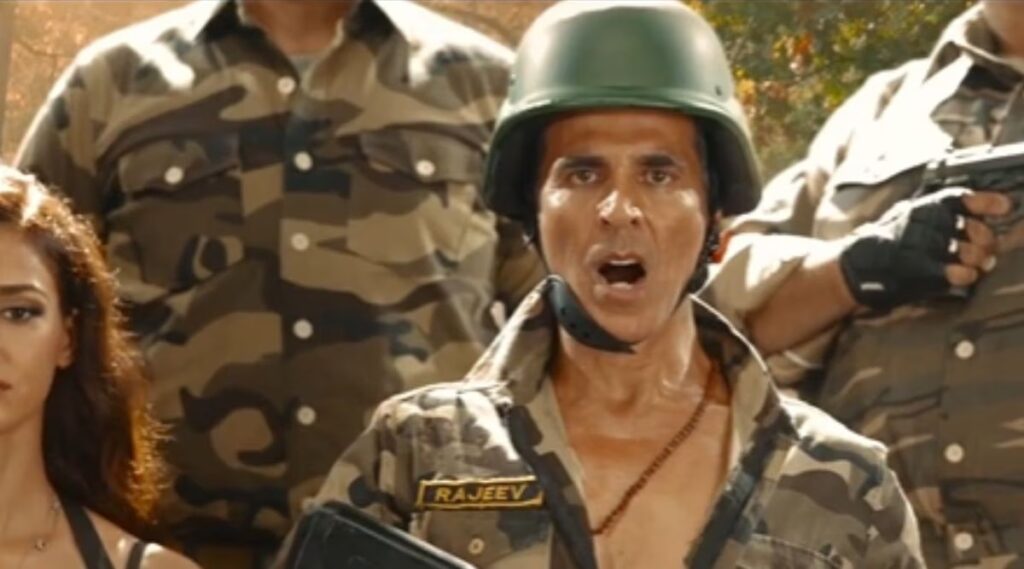 Rescue soldier in camouflage uniform shouting with soldiers in background during outdoor operation.