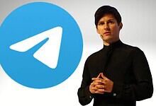 Telegram logo with CEO presenting in front of it, discussing ban issues in India.