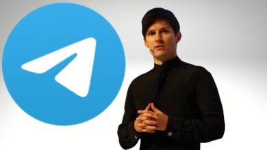 Telegram logo with CEO presenting in front of it, discussing ban issues in India.