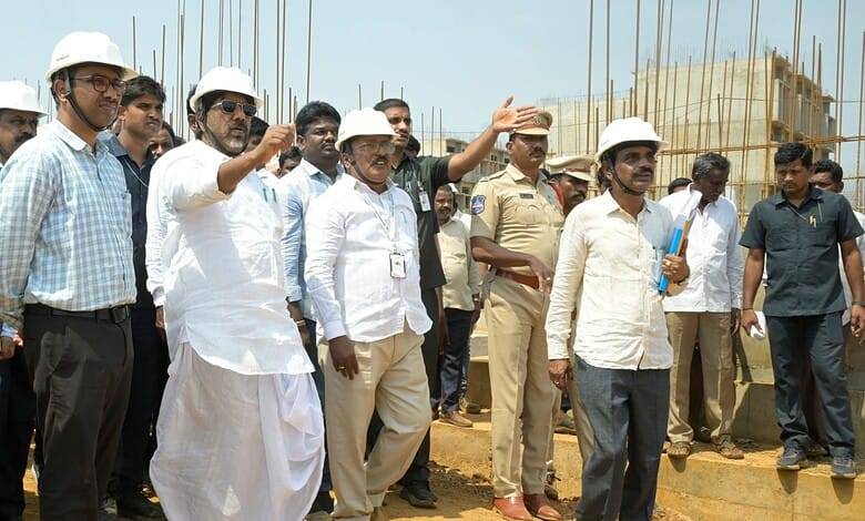 Deputy Chief Minister Bhatti Vikramarka Mallu inspects the construction of Young India Integrated Residential School in Lakshmipuram, Madhira Assembly Consistency