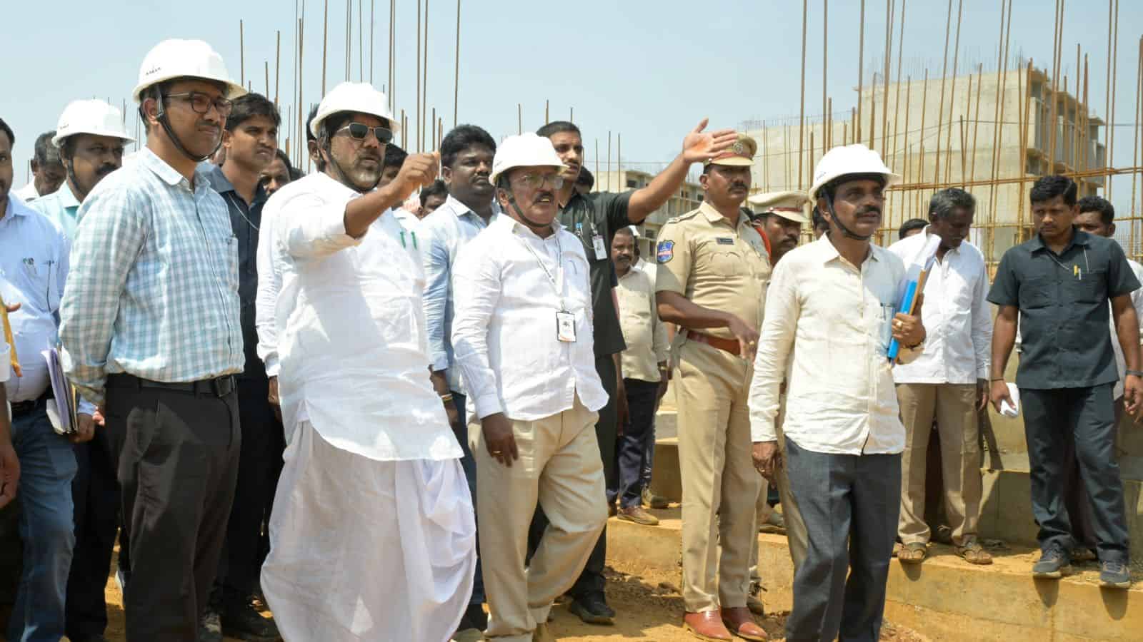 Deputy Chief Minister Bhatti Vikramarka Mallu inspects the construction of Young India Integrated Residential School in Lakshmipuram, Madhira Assembly Consistency
