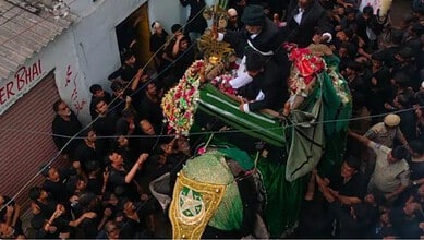 Bibi Ka Alam procession in progress in Hyderabad