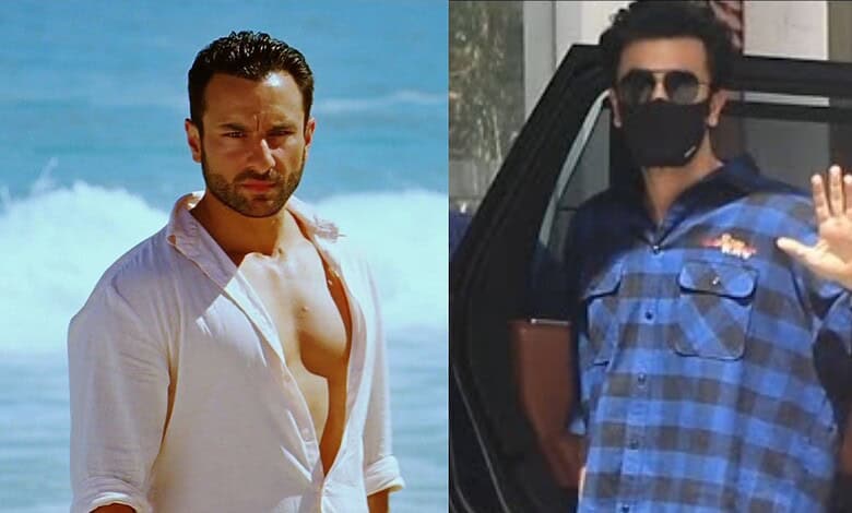 Two male actors, one at the beach and the other in a car, both wearing stylish outfits and sunglasses.