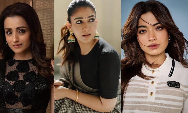 Elegant young women with stylish hair and makeup, wearing fashionable outfits, posing for a photoshoot.