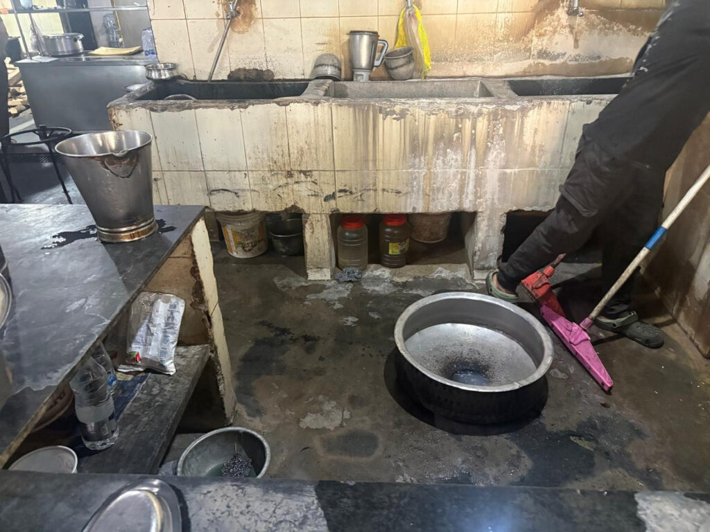 News report on Hyderabad food safety violations and political issues with video thumbnails.