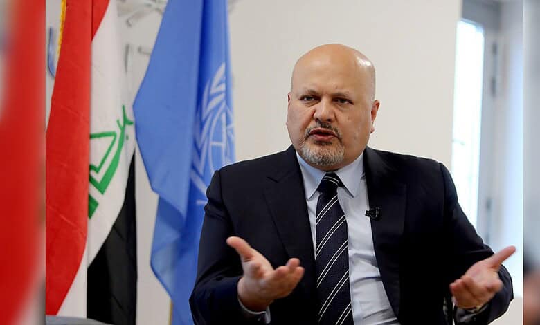 ICC Prosecutor Karim Khan speaks during an interview.
