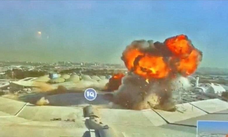 Explosion at industrial site with large fire and smoke cloud.
