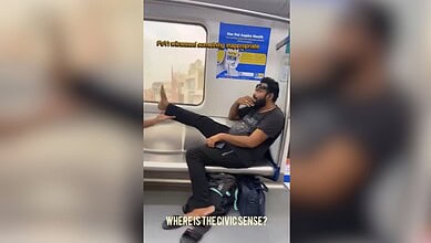 Man props up bare feet near passengers on Hyderabad Metro, internet furious