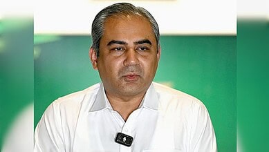 Pakistani official speaking during a press conference or interview.
