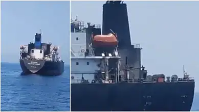 Oil tanker ships sailing in open water, showcasing large vessels used for transporting crude oil and petr.