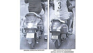 Golconda man booked for using fake number plate on his bike