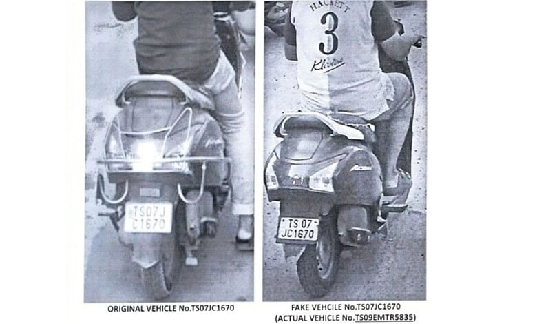 Golconda man booked for using fake number plate on his bike