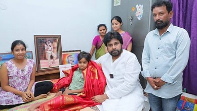 Pawan Kalyan visits a young girl with a genetic disorder in Hanumakonda.