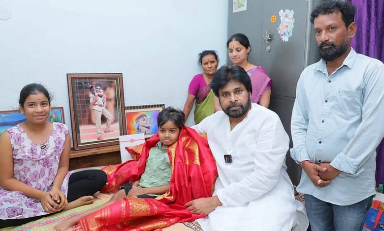 Pawan Kalyan visits a young girl with a genetic disorder in Hanumakonda.